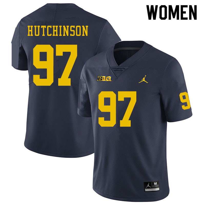 Women #97 Aidan Hutchinson Michigan Wolverines College Football Jerseys Sale-Navy